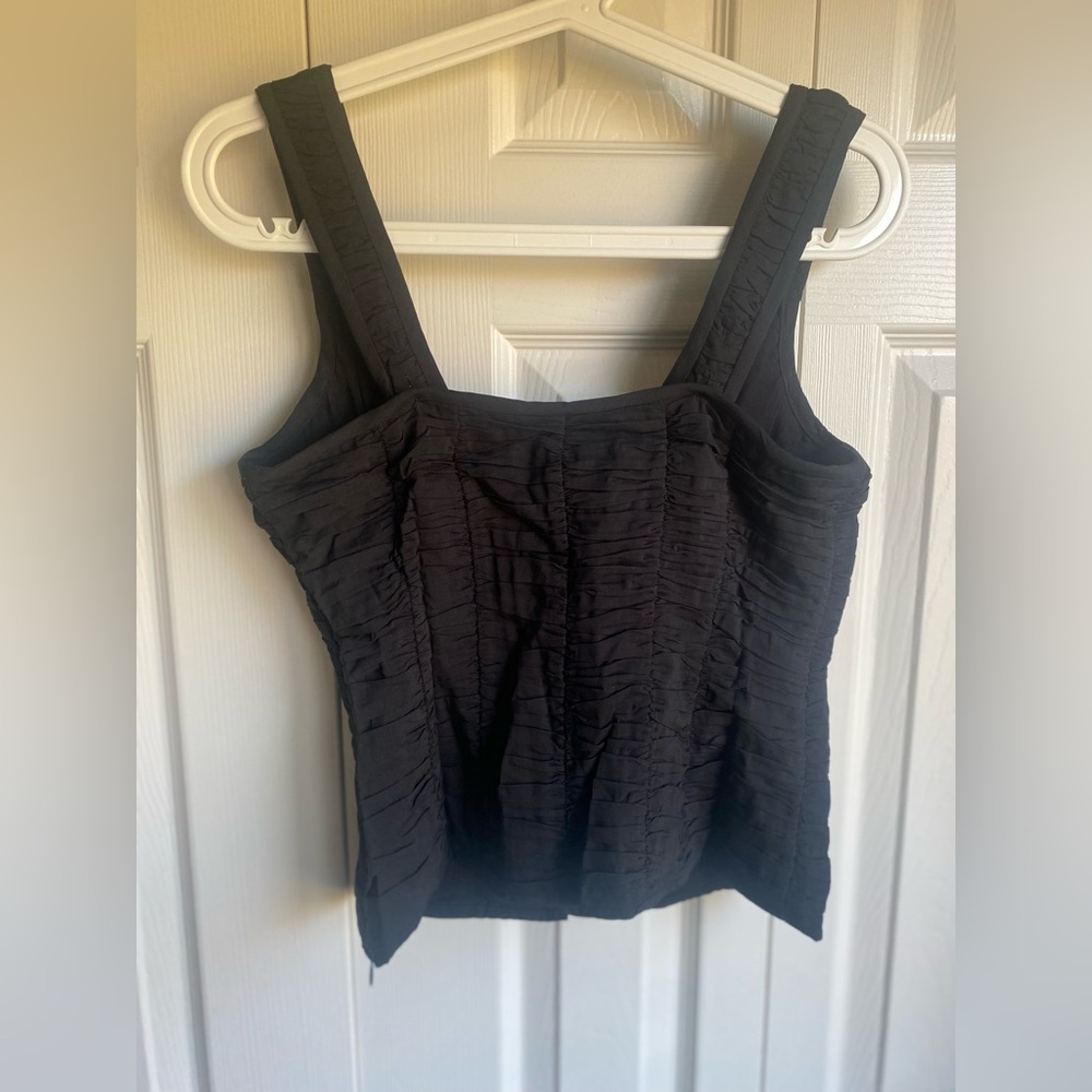 Reformation Black Ruched Button-Front Tank - Picture 8 of 13